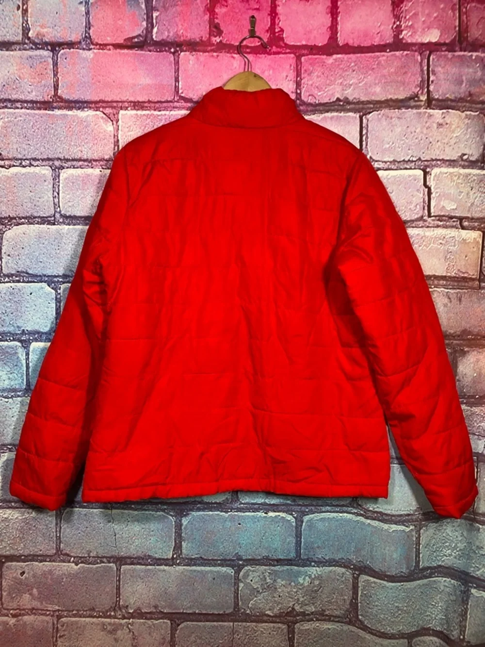 Red Puffer Jacket Mens M Lightweight Quilted Zip Coat